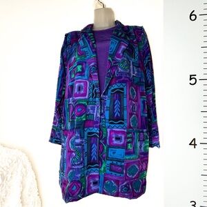 Vintage Tropics Purple Blue Geo Pattern Shell and Cardigan 2PC‎ Set Medium